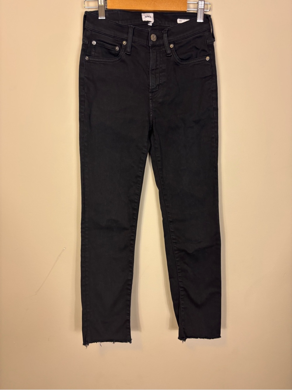 Edwin Women's Black Bree High Rise Slim Straight Crop Jeans 24